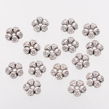 Heart Tibetan Style Charms Tibetan Silver Spacers Beads X-AC0752-NF-1