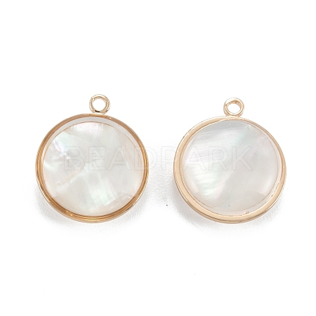 Natural White Shell Pendants KK-K252-06G-01-1
