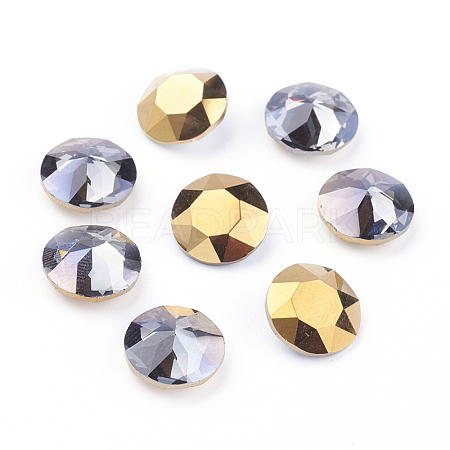 Pointed Back & Back Plated Glass Rhinestone Cabochons RGLA-J012-10mm-001DO-1