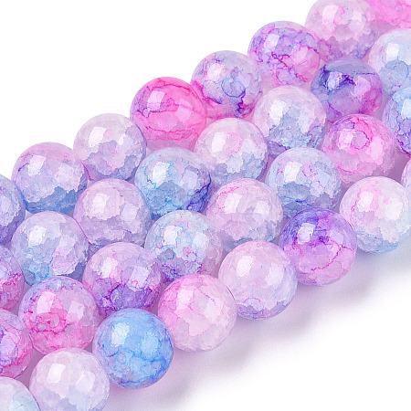 Baking Painted Crackle Glass Bead Strands DGLA-Q023-8mm-YS55-1