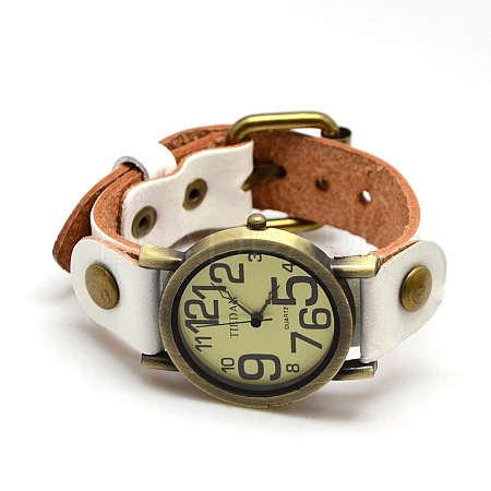 Fashionable Retro Men's Antique Bronze Alloy Quartz Watch Leather Wristwatches X-WACH-M097-02-1