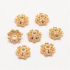 Long-Lasting Plated Brass Micro Pave Grade AAA Cubic Zirconia Fancy Bead Caps ZIRC-G090-59G-1