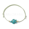 Synthetic Turquoise Turtle Braided Bead Bracelet BJEW-JB11086-01-2