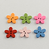 2-Hole Dyed Wooden Buttons X-BUTT-R031-155-1