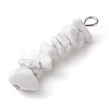 Gradient Color Natural Quartz Crystal & Natural Howlite & White Moonstone Chip Beaded Pendants PALLOY-JF02791-01-4