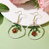 Flower Glass Seed Beads Dangle Earrings EJEW-MZ00148-02-2