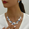 3 Tone Leaf Alloy Enamel Bib Necklace & Stud Earring FS-WG7DDB7-01-1