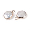 Electroplated Natural Keshi Pearl Flat Round Pendants PEAR-S018-02C-01B-2
