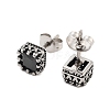 Square 316 Surgical Stainless Steel Pave Cubic Zirconia Stud Earrings for Women Men EJEW-Z050-05B-AS-2