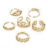 6Pcs 6 Styles Brass Micro Pave Clear Cubic Zirconia Cuff Rings RJEW-LS0001-44G-4