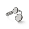 Non-Tarnish 304 Stainless Steel Open Cuff Ring Findings STAS-E124-05E-P-2