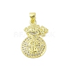 Brass Micro Pave Clear Cubic Zirconia Pendants KK-E111-14G-1