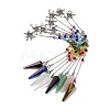 Mixed Gemstone Hexagonal Pointed Cone Dowsing Pendulum Pendants G-G983-05P-1