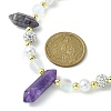 Natural Amethyst Bullet & Synthetic Moonstone Beaded Necklaces NJEW-JN04406-03-3