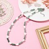 Natural Shell Heart & Green Aventurine Bamboo Beaded Necklace NJEW-TA00123-2