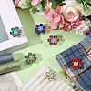 12Pcs 6 Colors Brass Rhinestone Cufflinks BUTT-GL0001-06-5