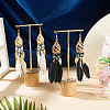 2 Pairs 2 Colors Bohemian Alloy Feather Dangle Earrings EJEW-TA0001-78A-6