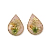 Plating Brass & Transparent Epoxy Resin & Dried Flower Pendants RE-CBAA153-01A-1