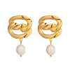 304 Stainless Steel Freshwater Pearl Dangle Stud Earrings for Women VW9874-5