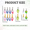 112Pcs 14 Styles Baking Paint Glass Leaf Shape Pendants PALLOY-PH01921-2
