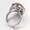 Adjustable Oval Gemstone Wide Band Rings RJEW-L062-01I-3