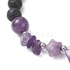Natural Amethyst & Lava Rock Beads Braided Bead Bracelets for Women BJEW-JB12924-01-3