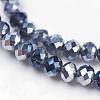 Half Plated Faceted Rondelle Electroplate Glass Beads Strands X-EGLA-D020-3x2mm-20-3