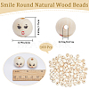 100Pcs Printed Wood European Beads WOOD-GF0002-06-2