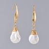 Natural Baroque Pearl Keshi Pearl Dangle Earrings EJEW-JE03527-2