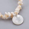White Shell Chip Beads Charm Stretch Bracelets BJEW-JB03981-02-2