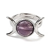 Natural Gemstone Adjustable Rings RJEW-K271-01P-3