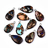 Assembled Natural Bronzite and Natural & Synthetic Gemstone Pendants G-N330-014-1