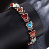 Zinc Alloy & Synthetic Turquoise & Natural Obsidian & Synthetic Goldstone & Cat Eye Link Chain Bracelets FS-WGDAAA9-01-1