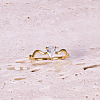Teardrop 304 Stainless Steel with Clear Cubic Zirconia Finger Rings for Women FS-WG6614B-02-2