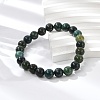 Natural Moss Agate Beaded Stretch Bracelets B072-5-3