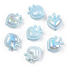 UV Plating Opaque Rainbow Iridescent Acrylic Beads OACR-T027-01-B02-1