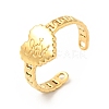 Ion Plating(IP) 304 Stainless Steel Heart with Word Love You Open Cuff Ring for Women RJEW-I085-06G-1