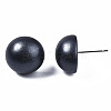 Painted Half Round Schima Wood Earrings for Girl Women EJEW-T017-02A-3