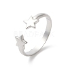 Non-Tarnish 304 Stainless Steel Double Star Open Cuff Ring for Women RJEW-K245-27P-3