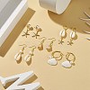 5 Pair 5 Style Natural Shell with Pearl Beaded Drop Earrings EJEW-TA00179-2