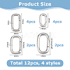 12Pcs 4 Styles Brass Spring Gate Rings KK-HS0002-19-2