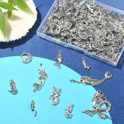 100Pcs 10 Styles Tibetan Style Alloy Pendants TIBEP-CJ0001-52-1