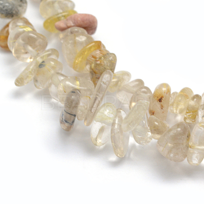 Natural Gold Rutilated Quartz Beads Strands G-P332-31-1