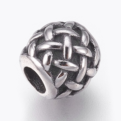 316 Surgical Stainless Steel European Beads STAS-O097-78AS-1