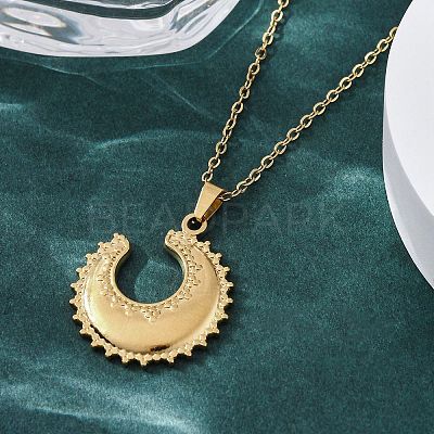 Crescent Moon 304 Stainless Steel Pendant Necklaces NJEW-M096-33G-1