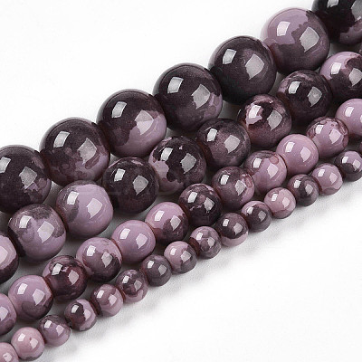 Baking Paint Glass Beads Strands DGLA-N003-8mm-C09-1