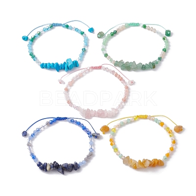 Natural & Synthetic Gemstone Chip Bead Braided Bracelets for Women BJEW-JB09992-1