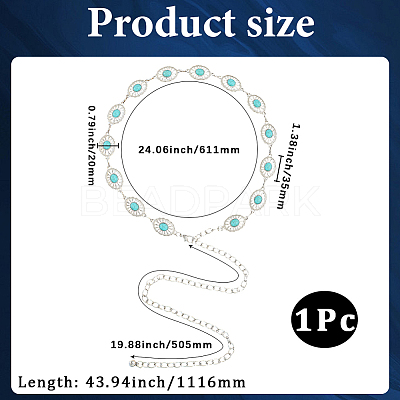 1Pc Alloy with Resin Imitation Turquoise Oval Link Chain Belts AJEW-CY0001-79B-1