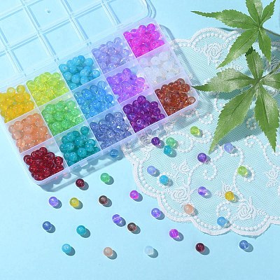 330Pcs 15 Colors Baking Paint Glass Beads Strands DGLA-YW0001-08-1