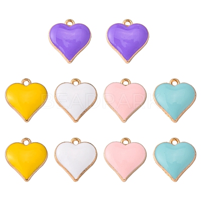 10Pcs 5 Colors Alloy Enamel Pendants ENAM-YW0002-07-1